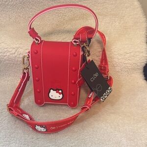 Chic Red Crossbody Bag with Hello Kitty Design